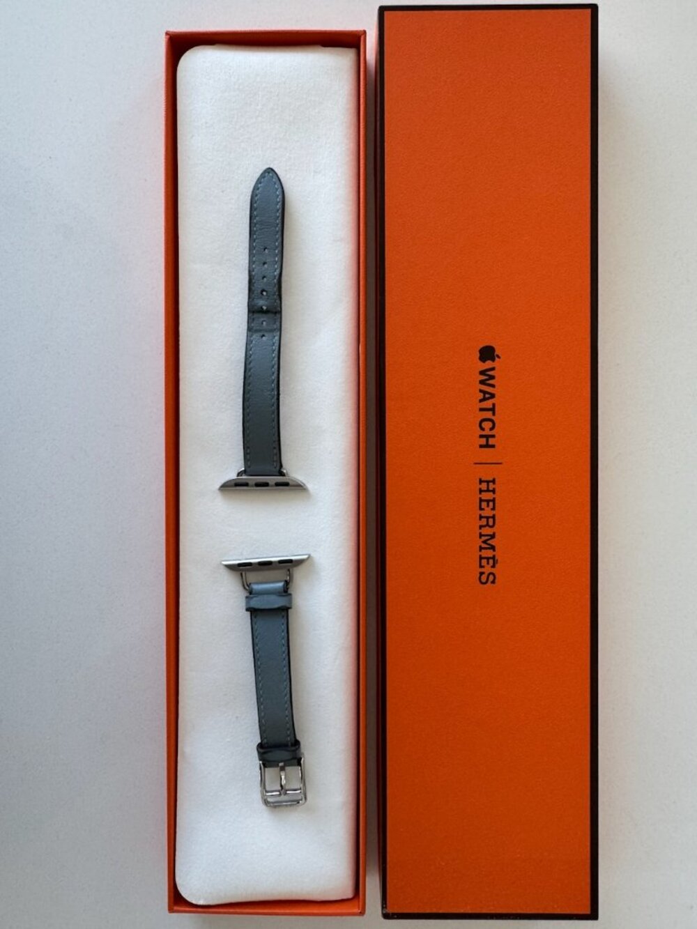 Hermès Apple Watch band Bleu Lin Attelage Single Tour 42mm